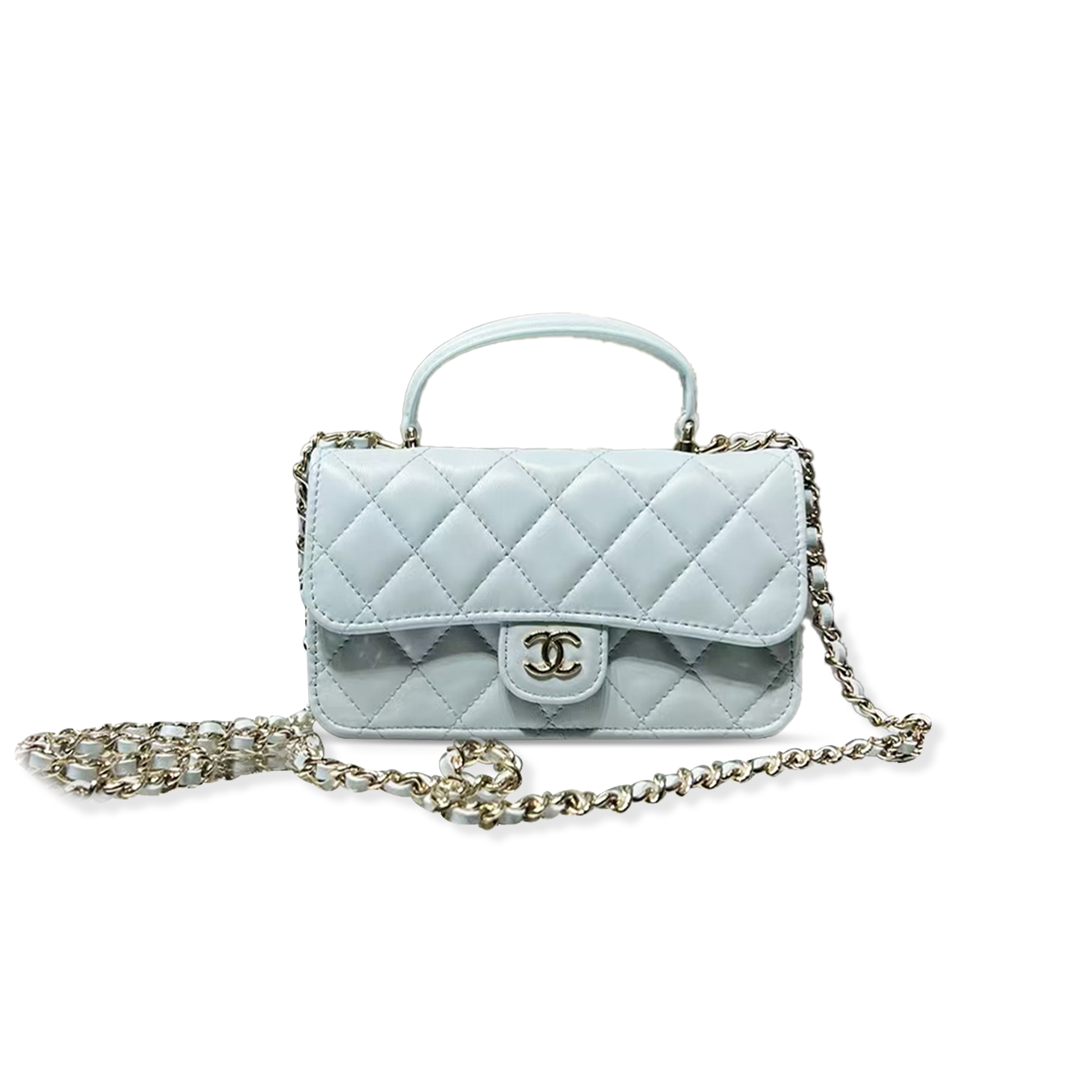 CHANEL MINI TOP HANDLE FLAP BAG WITH CHAIN QUILTED LAMBSKIN AP3226 (17.2*10*3.3cm)